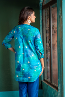 Teal Tassar Silk Chandni Tunic