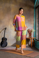 Purple-Blue Pastel Checks Handloom Cotton Co-ord Set (set of 2)