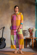 Purple-Blue Pastel Checks Handloom Cotton Co-ord Set (set of 2)