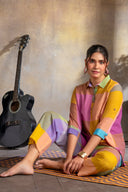 Purple-Blue Pastel Checks Handloom Cotton Co-ord Set (set of 2)