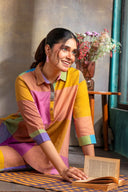 Purple-Blue Pastel Checks Handloom Cotton Co-ord Set (set of 2)