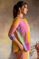 Purple-Blue Pastel Checks Handloom Cotton Co-ord Set (set of 2)