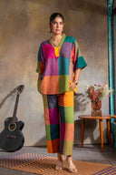 Mustard Multicolour Handloom Cotton Antifit Co-ord Set (set of 2)