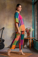 Mustard Multicolour Handloom Cotton Antifit Co-ord Set (set of 2)