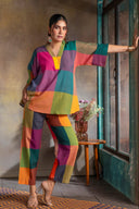 Mustard Multicolour Handloom Cotton Antifit Co-ord Set (set of 2)