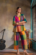 Mustard Multicolour Handloom Cotton Antifit Co-ord Set (set of 2)