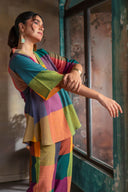 Mustard Multicolour Handloom Cotton Antifit Co-ord Set (set of 2)
