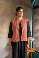 Red Stripes Printed Cotton Waistcoat