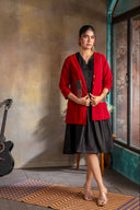 Red Handloom Cotton Appliqué Jacket