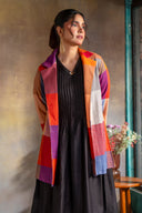 Red-White-Grey Checks Handloom Cotton Lapel Collar Jacket