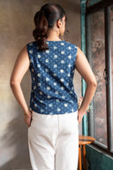 Indigo Printed Waistcoat Top