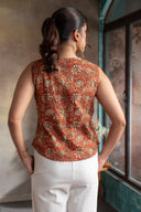 Red Printed Waistcoat Top