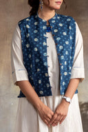Indigo Circles Printed Cotton Waistcoat