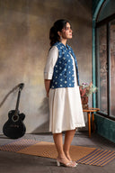 Indigo Circles Printed Cotton Waistcoat