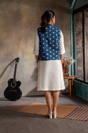 Indigo Circles Printed Cotton Waistcoat