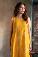 Yellow Floral Handlloom Cotton Hand Embroidered Kurta Set (set of 2)