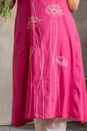 Pink Floral Handlloom Cotton Hand Embroidered Kurta Set (set of 2)