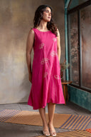 Pink Floral Handlloom Cotton Hand Embroidered Kurta Set (set of 2)