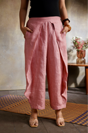 Rose Pink Pure Linen Hand Embroidered Co-ord Set (set of 2)