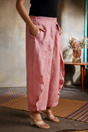 Rose Pink Pure Linen Hand Embroidered Co-ord Set (set of 2)
