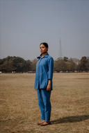 Blue Hand Embroidered Cotton Co-ord Set (set of 2)