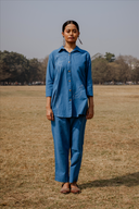 Blue Hand Embroidered Cotton Co-ord Set (set of 2)