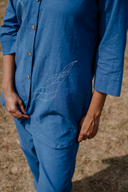 Blue Hand Embroidered Cotton Co-ord Set (set of 2)