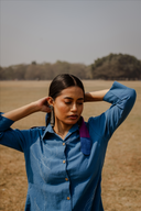 Blue Hand Embroidered Cotton Co-ord Set (set of 2)
