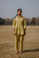 Yellow Hand Embroidered Cotton Co-ord Set (set of 2)