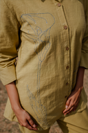 Yellow Hand Embroidered Cotton Shirt