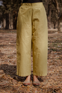 Yellow Cotton Flared Pants