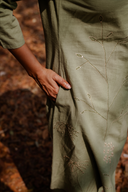 Sage Green Hand Embroidered Cotton Dress