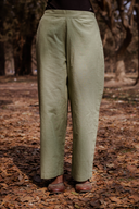 Sage Green Cotton Straight Pants