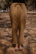 Mud Brown Cotton Straight Pants