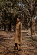 Mud Brown Hand Embroidered Cotton Kurta Set (set of 2)