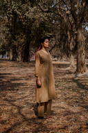 Mud Brown Hand Embroidered Cotton Kurta Set (set of 2)