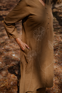 Mud Brown Hand Embroidered Cotton Kurta Set (set of 2)