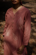 Dusty Pink Hand Embroidered Cotton Kurta Set (set of 2)