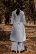 Blue Striped Cotton Pleated Kurta Set (Set of 2)