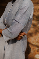 Blue Striped Cotton Pleated Kurta Set (Set of 2)