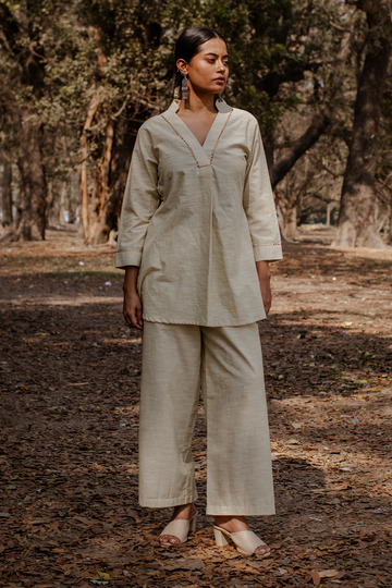 Yellow Striped Relaxed Cotton Co-ord Set (set of 2)