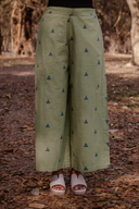Olive Green Cotton Woven Buti Gathers Co-ord Set (set of 2)