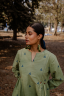 Olive Green Cotton Woven Buti Gathers Co-ord Set (set of 2)