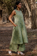Olive Green Cotton Sleeveless Kurta Set (set of 2)