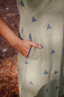 Olive Green Cotton Sleeveless Kurta Set (set of 2)