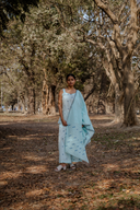 Powder Blue Cotton Woven Buti Sleeveless Co-ord Set (set of 2)