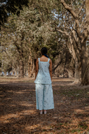 Powder Blue Cotton Woven Buti Sleeveless Co-ord Set (set of 2)