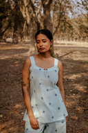 Powder Blue Cotton Woven Buti Sleeveless Co-ord Set (set of 2)