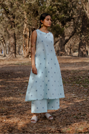 Powder Blue Cotton Sleeveless Kurta Set (set of 2)