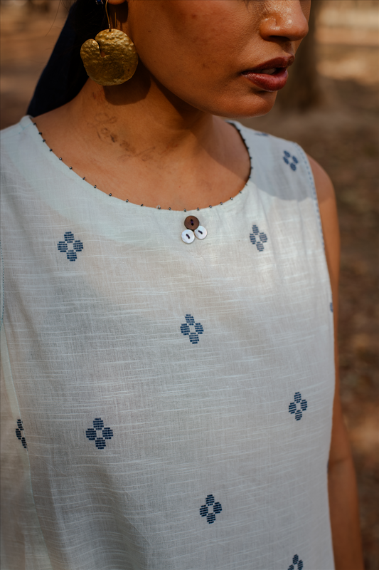 Powder Blue Cotton Sleeveless Kurta Set (set of 2)